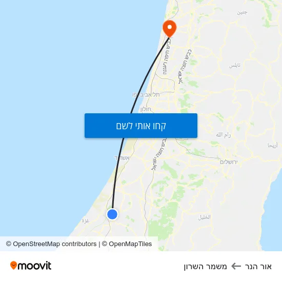 מפת אור הנר למשמר השרון