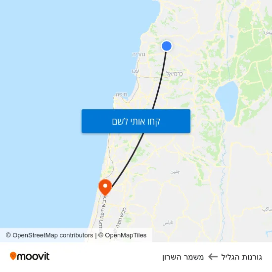 מפת גורנות הגליל למשמר השרון