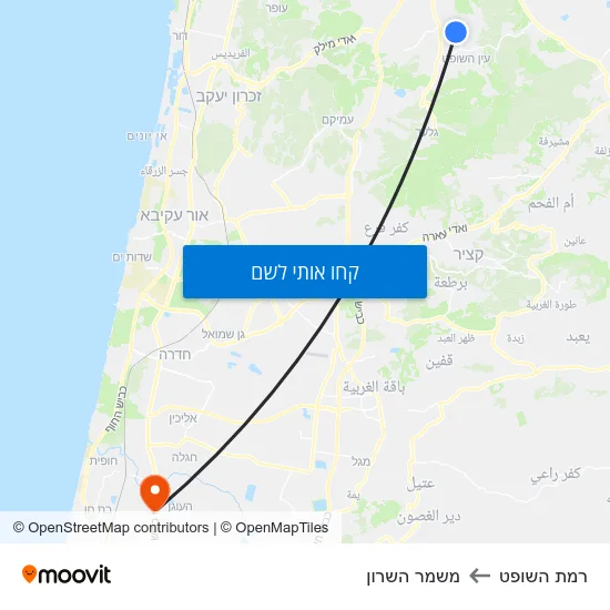 מפת רמת השופט למשמר השרון