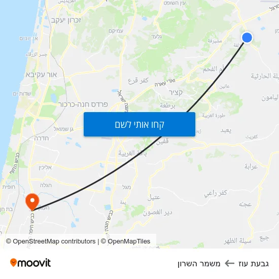 מפת גבעת עוז למשמר השרון