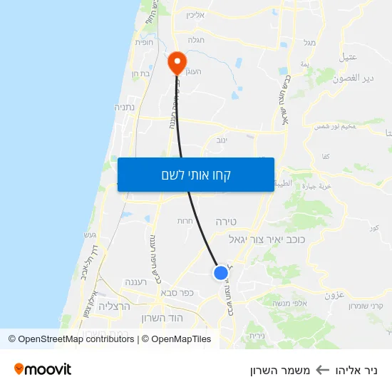 מפת ניר אליהו למשמר השרון