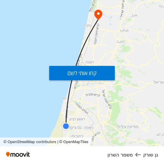 מפת גן שורק למשמר השרון