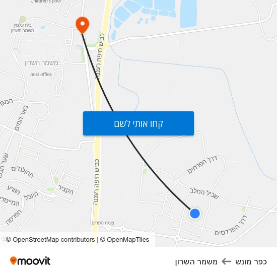 מפת כפר מונש למשמר השרון