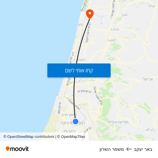 מפת באר יעקב למשמר השרון