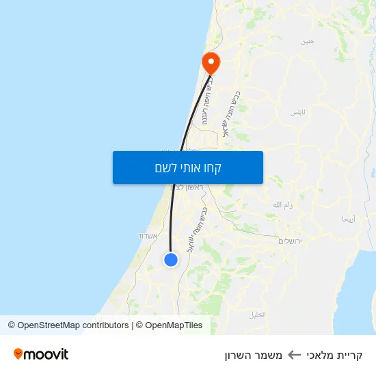 מפת קריית מלאכי למשמר השרון