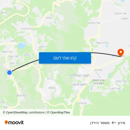 מפת מירון למשמר הירדן