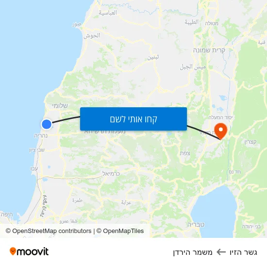 מפת גשר הזיו למשמר הירדן