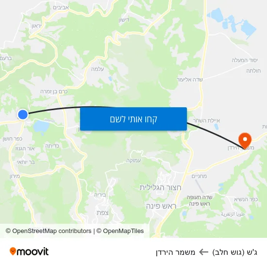 מפת ג'ש (גוש חלב) למשמר הירדן