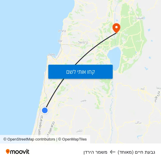 מפת גבעת חיים (מאוחד) למשמר הירדן