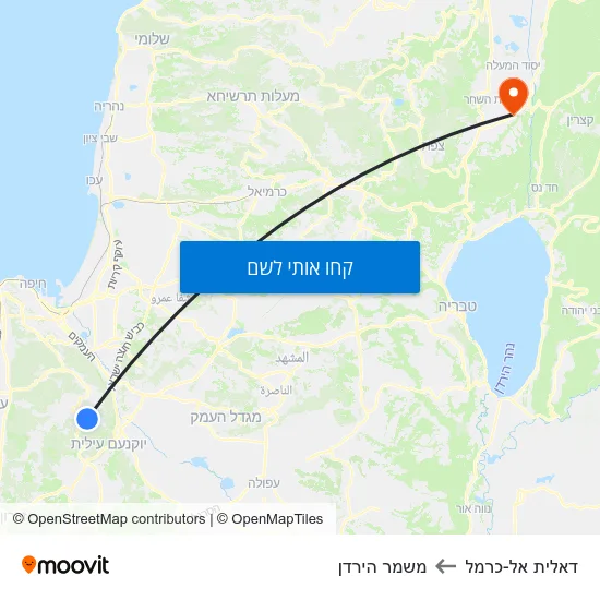 מפת דאלית אל-כרמל למשמר הירדן