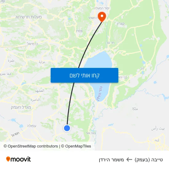 מפת טייבה (בעמק) למשמר הירדן