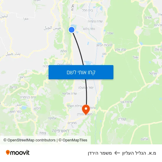 מפת מ.א. הגליל העליון למשמר הירדן