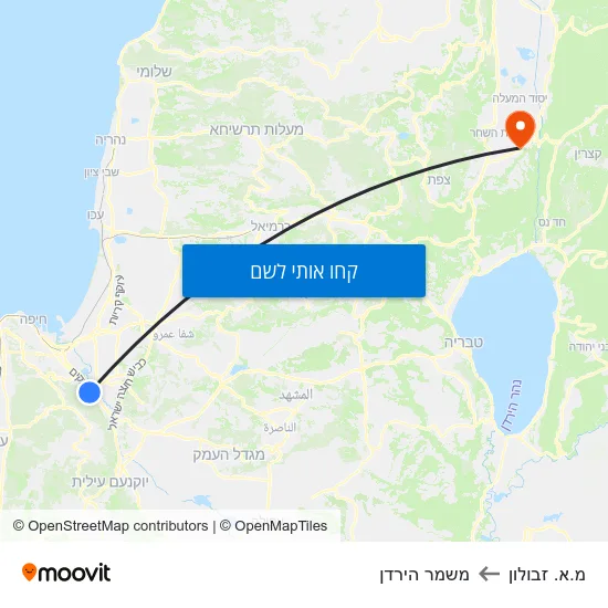 מפת מ.א. זבולון למשמר הירדן