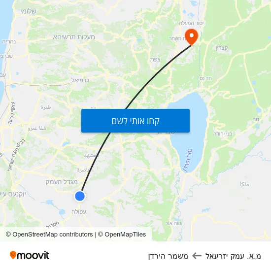 מפת מ.א. עמק יזרעאל למשמר הירדן