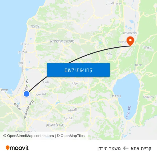 מפת קריית אתא למשמר הירדן