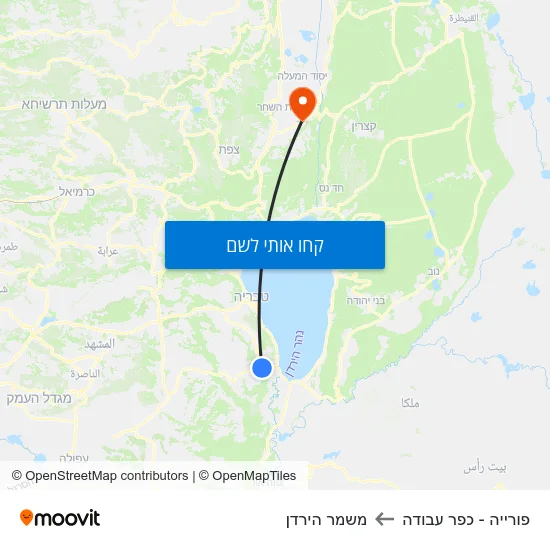 מפת פורייה - כפר עבודה למשמר הירדן