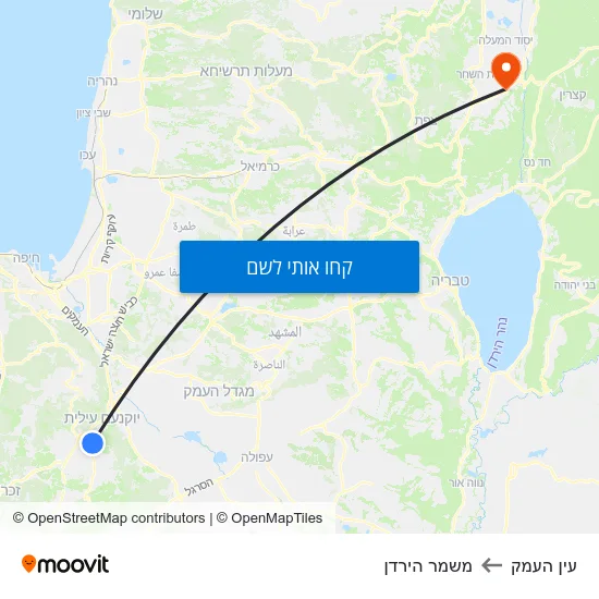 מפת עין העמק למשמר הירדן