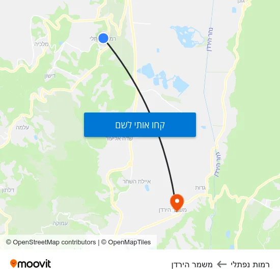 מפת רמות נפתלי למשמר הירדן