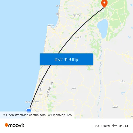 מפת בת ים למשמר הירדן