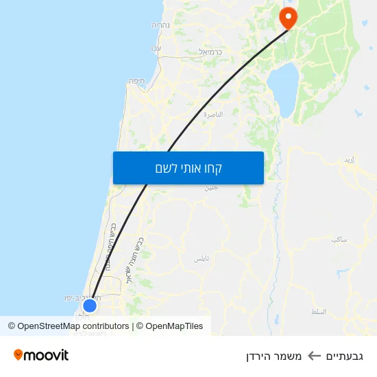 מפת גבעתיים למשמר הירדן