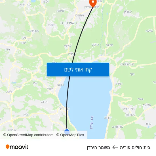 מפת בית חולים פוריה למשמר הירדן