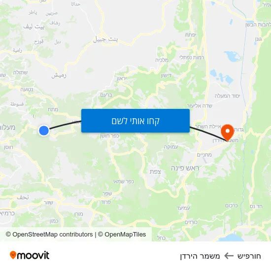 מפת חורפיש למשמר הירדן