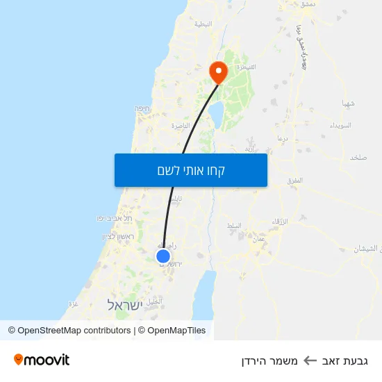 מפת גבעת זאב למשמר הירדן