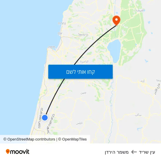 מפת עין שריד למשמר הירדן