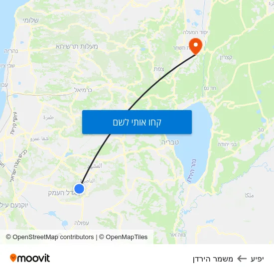 מפת יפיע למשמר הירדן