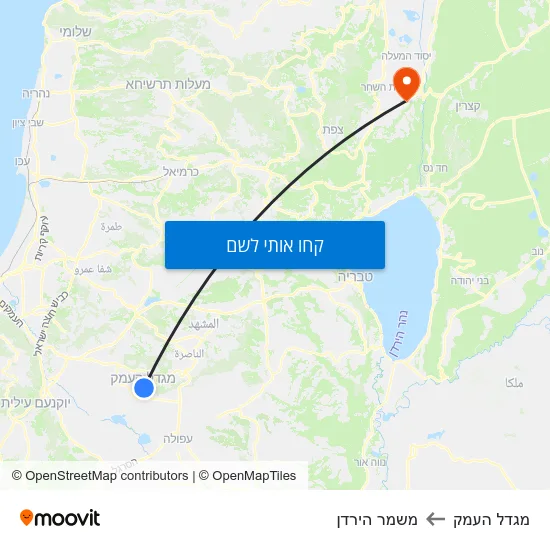 מפת מגדל העמק למשמר הירדן