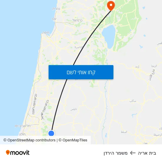 מפת בית אריה למשמר הירדן