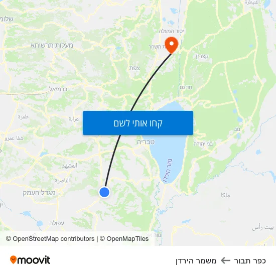 מפת כפר תבור למשמר הירדן