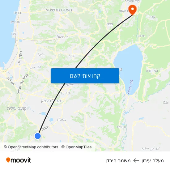 מפת מעלה עירון למשמר הירדן