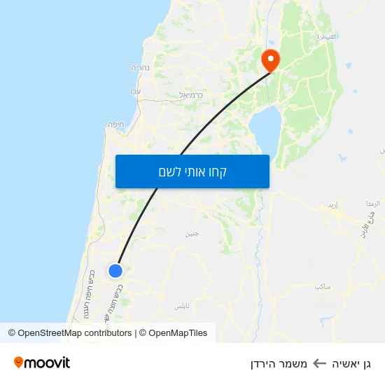 מפת גן יאשיה למשמר הירדן