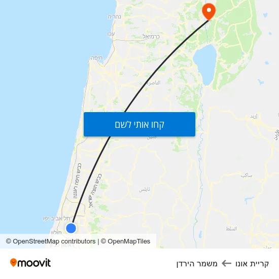 מפת קריית אונו למשמר הירדן