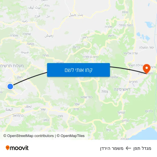 מפת מגדל תפן למשמר הירדן