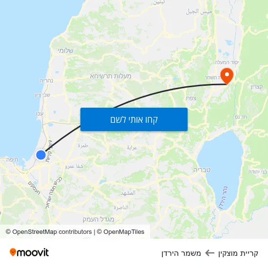 מפת קריית מוצקין למשמר הירדן
