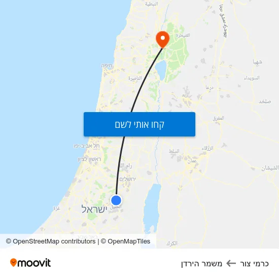 מפת כרמי צור למשמר הירדן