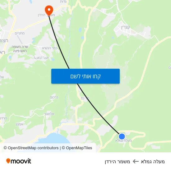 מפת מעלה גמלא למשמר הירדן