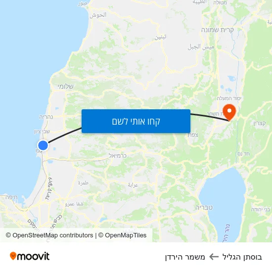 מפת בוסתן הגליל למשמר הירדן