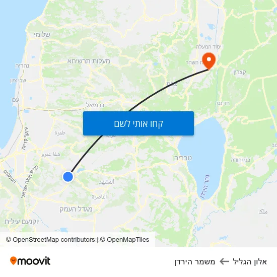 מפת אלון הגליל למשמר הירדן