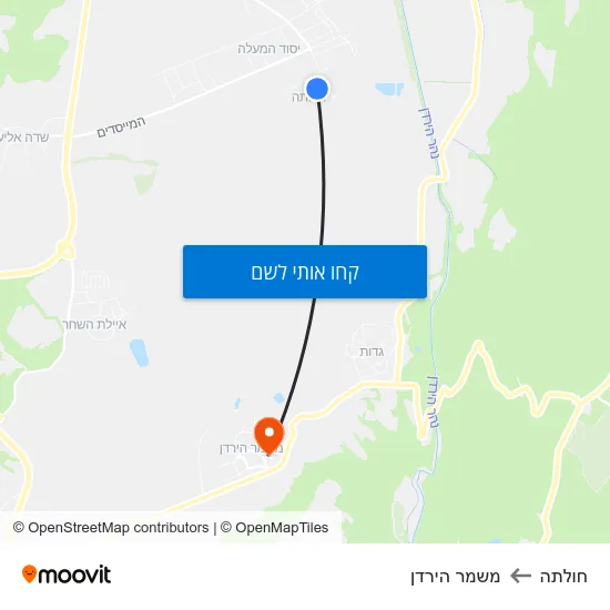 מפת חולתה למשמר הירדן