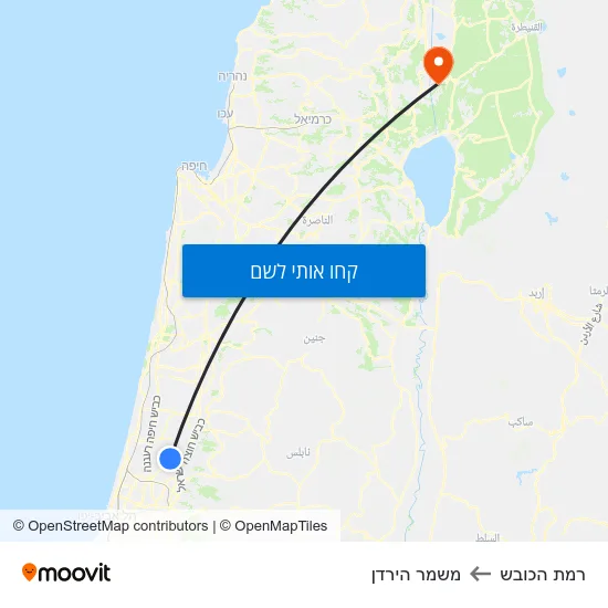 מפת רמת הכובש למשמר הירדן