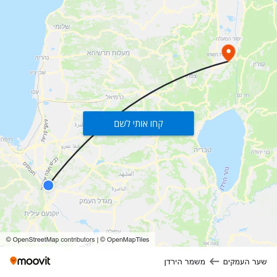 מפת שער העמקים למשמר הירדן