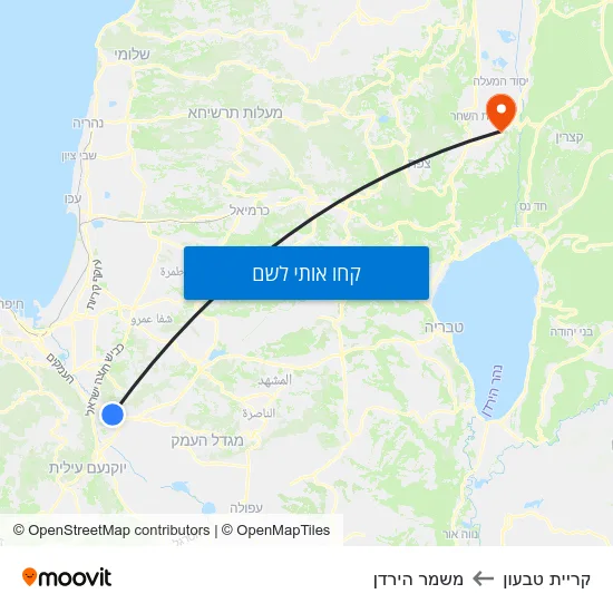 מפת קריית טבעון למשמר הירדן