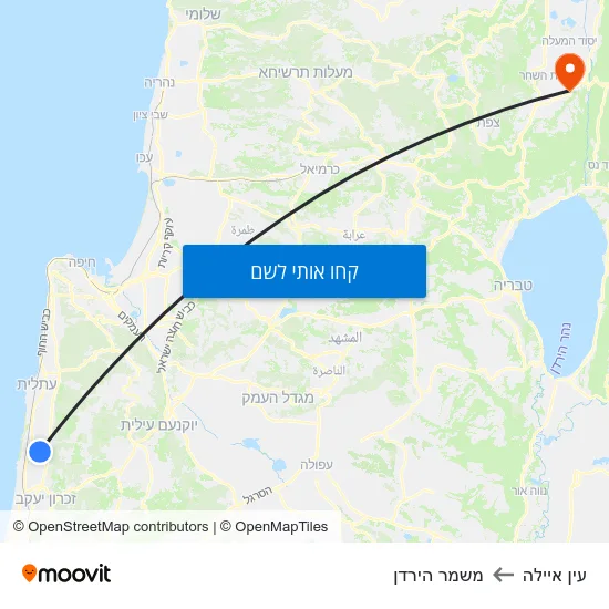 מפת עין איילה למשמר הירדן