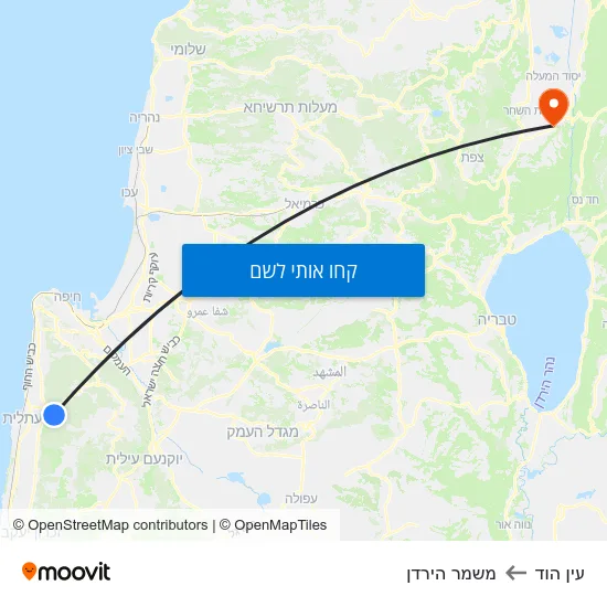 מפת עין הוד למשמר הירדן