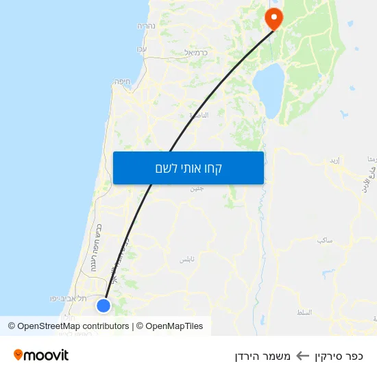 מפת כפר סירקין למשמר הירדן