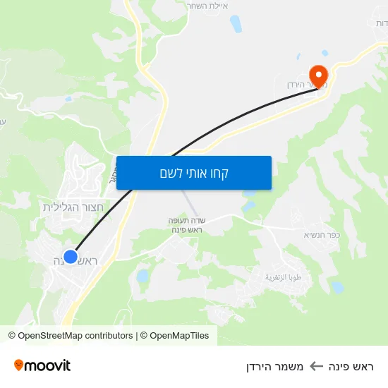 מפת ראש פינה למשמר הירדן