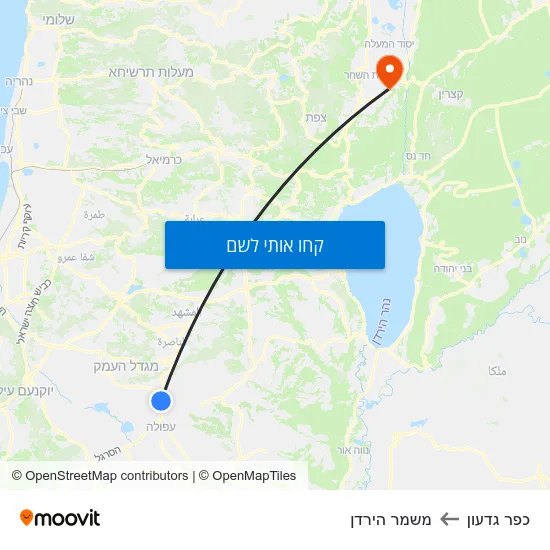 מפת כפר גדעון למשמר הירדן